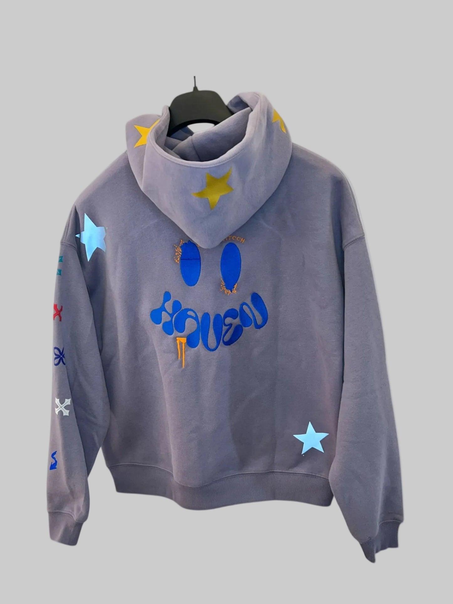 Haven Smile Hoodie – Purple Orange Splatter