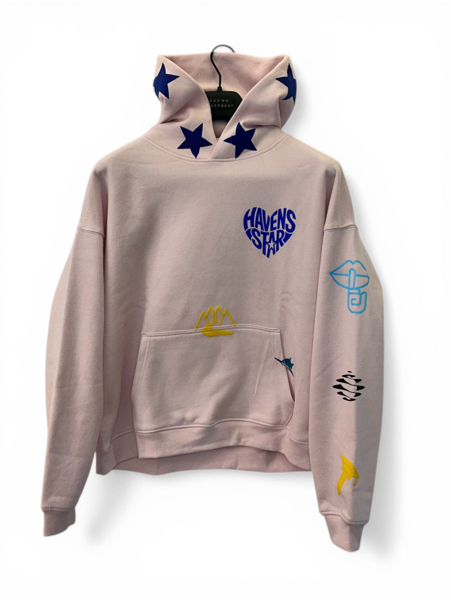 Haven Smile Hoodie – Pink Blue Star Puff